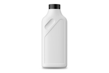 Empty blank white plastic household bottle mockup isolated on background. 3d rendering.