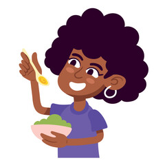 afro woman eating
