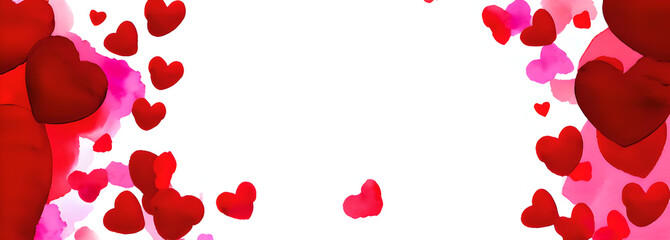 red hearts on white background, paint splashes background love, generative ai, valentine's day, wedding, mothers day, watercolor style
