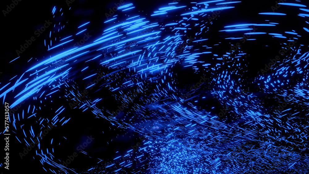 Poster abstract stream of colorful particles. design. 3d futuristic background with abstract movement of bl