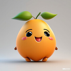 Fototapeta premium 3D Cartoon Mango Fruit Character with Smiling Expression generative ai