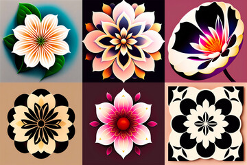 フラワーモチーフで描くイラスト調のデザイン, with Generative AI