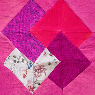 hand-crafted square piece for pathcwork fabric close up