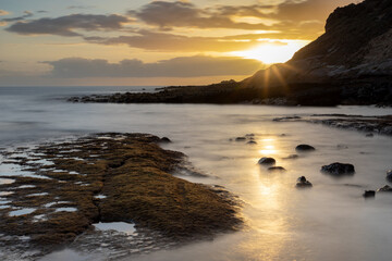 Sonnenuntergang am Strand von La Caleta, Costa Adeje, Teneriffa