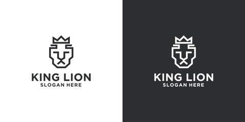 lion king shield logo vector icon lustration template lion line logo