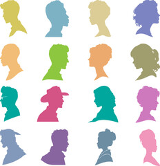Set of people silhouettes, flat vector illustration