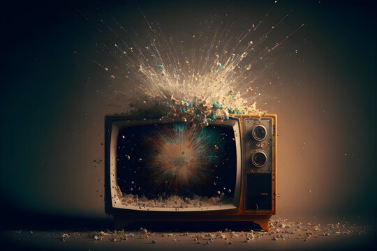 Vintage Television Set's Top Explodes in a Spectacular Display