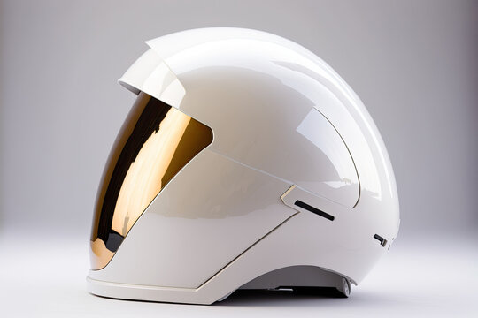 Generative AI illustration of modern white protective helmet