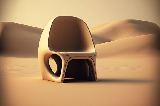 Generative AI illustration of unusual chair in desert