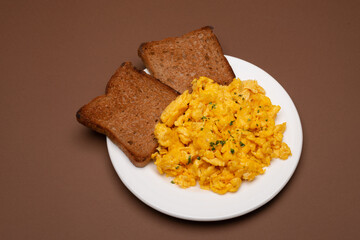 Toast with scrambled eggs