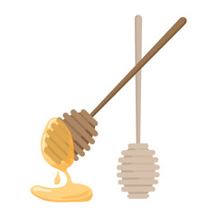 Wood honey spoon icon. Cartoon of wood honey spoon vector icon for web design isolated on white background