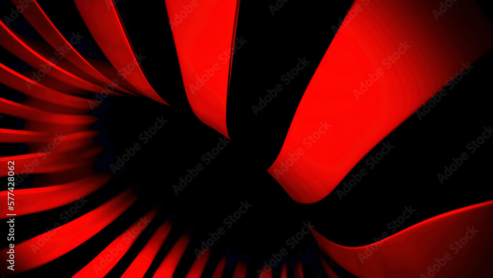 Poster waving bright tapes creating effect of a hole or a flower bud with petals. design. 3d abstraction wi