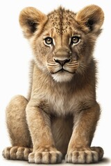 Obraz na płótnie Canvas full body realistic lion cub on black and white background Generative AI