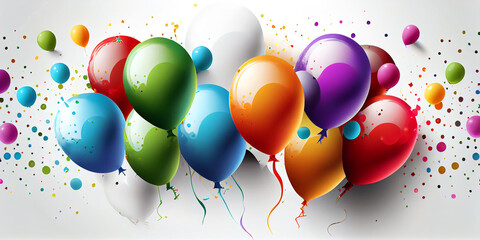 Happy Birthday Celebration Background with Realistic Balloons. Template for Birthday Celebration. Poster, flyer or banner. Generative Ai.