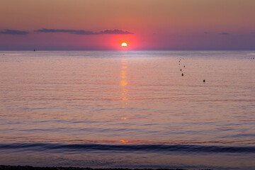 A sunset over the ocean