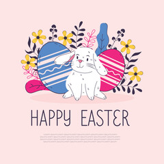 Happy Easter banner, poster, greeting card.