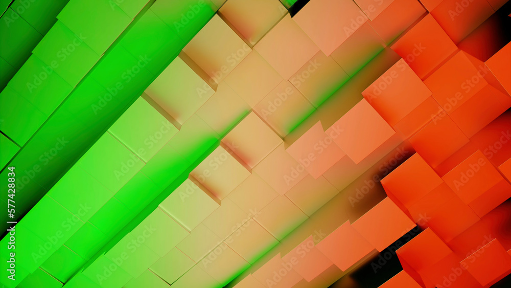 Poster abstract retro pattern with waving lines of 3d cubes background. design. concept of old fashioned ga