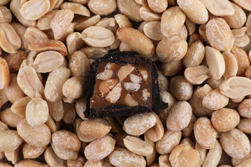 Chocolate bar with peanuts and peanuts