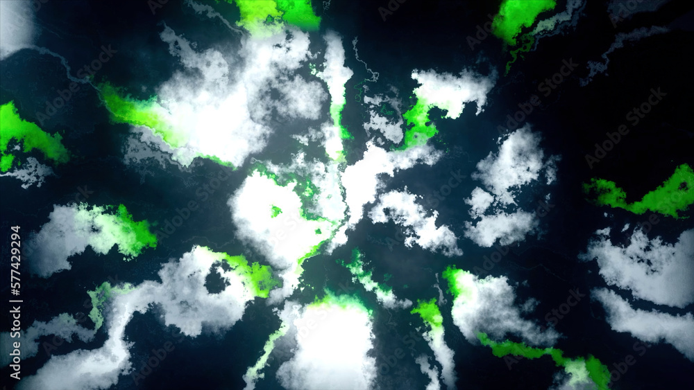 Aufkleber abstract animated stained background with colorful spreading shapes. motion. clouds flying on a blac