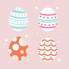 Happy Easter.Set of Easter eggs with different texture on a white background.