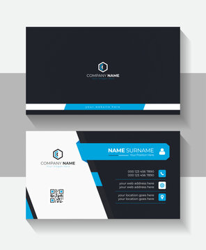 professional black and blue Modern business card template vector template for business