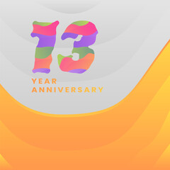 13 Years Annyversary Celebration. Abstract numbers with colorful templates. eps 10.