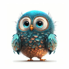 Owl Isolated on White Background. Generative AI