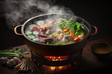 Shabu-shabu hot pot, Japanese dish, AI generative