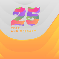 25 Years Annyversary Celebration. Abstract numbers with colorful templates. eps 10.