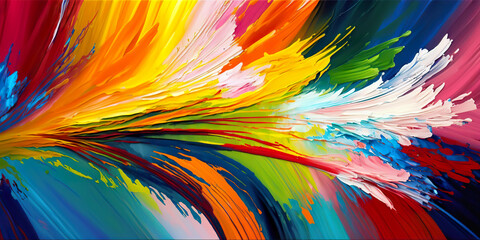 Obraz premium Colorful modern graphic elements and shapes with an abstract painting effect for branding and advertising. Modern background for covers, invitations,posters,banners,posters. AI generated illustration.
