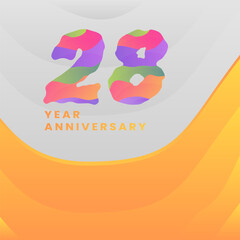 28 Years Annyversary Celebration. Abstract numbers with colorful templates. eps 10.