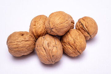 walnuts on white background