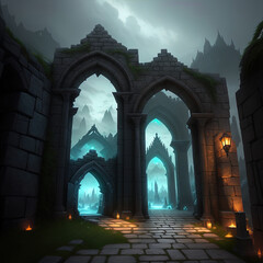 A gate leading to a mysterious and foreboding land. Great for dark fantasy, high fantasy, adventure, RPG. 