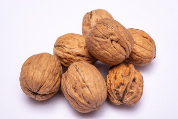 walnuts on white background