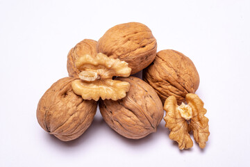 walnuts on a white background