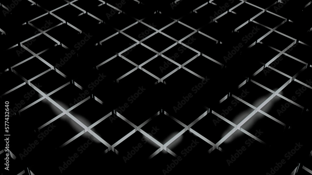 Poster black and white background with pulsating rings on a checkered backdrop. design. pulsation motion of