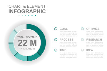 Infographic business template. Modern Sales graph diagram with revenue pie chart. Concept presentation.