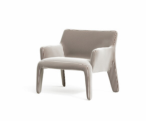 Naklejka premium Beige upholstered modern chair isolated in white background 