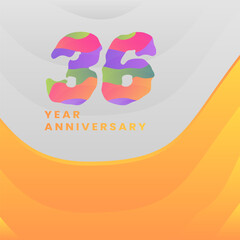 36 Years Annyversary Celebration. Abstract numbers with colorful templates. eps 10.