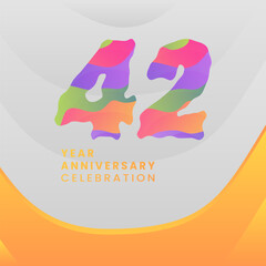 42 Years Annyversary Celebration. Abstract numbers with colorful templates. eps 10.