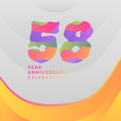 58 Years Annyversary Celebration. Abstract numbers with colorful templates. eps 10.