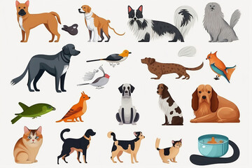 Pets icon set. Generative AI