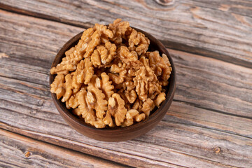 walnuts on wooden table