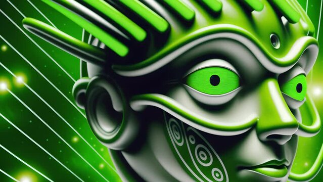 The face of an alien creature awakens the concept of artificial intelligence, Technologies of our future, artificial intelligence generation.