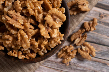 walnuts on a wooden background