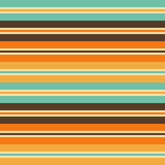 Simple retro style design with brown, orange, yellow, turquoise and pastel yellow horizontal stripes decoration