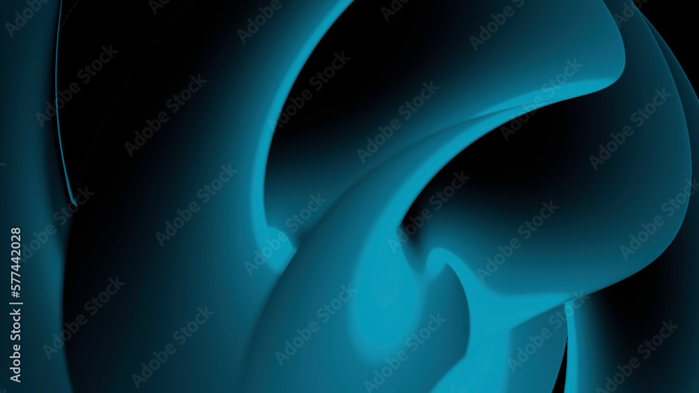 Poster spinning complex 3d figure with blades. design. transforming colorful curved round shape spinning on