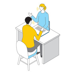 アイソメトリック_シンプル_オンライン商談のイラスト
