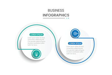 Vector infographic thin line design with marketing icons. Business concept with 2 options, steps or processes.
