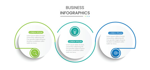 Vector infographic thin line design with marketing icons. Business concept with 3 options, steps or processes.